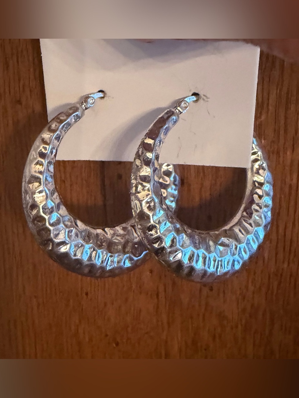 Silver Infinity Circle Earrings with Textured Design - Picture 3 of 4